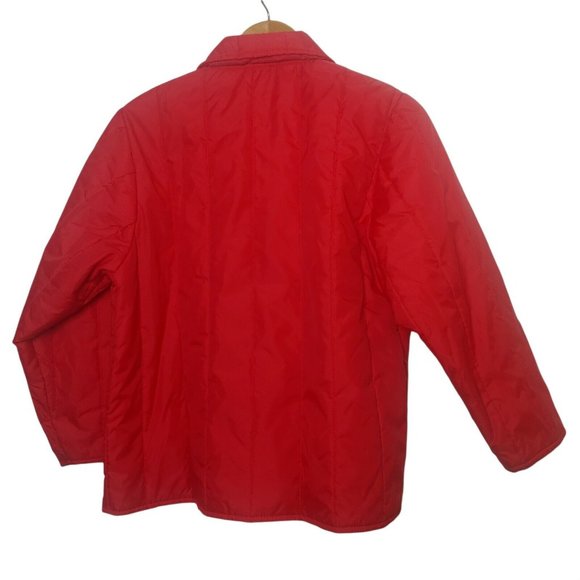 Vintage Blair Womens M Winter Coat Red Nylon Pockets Pointed Collar Zip Retro - Picture 2 of 7